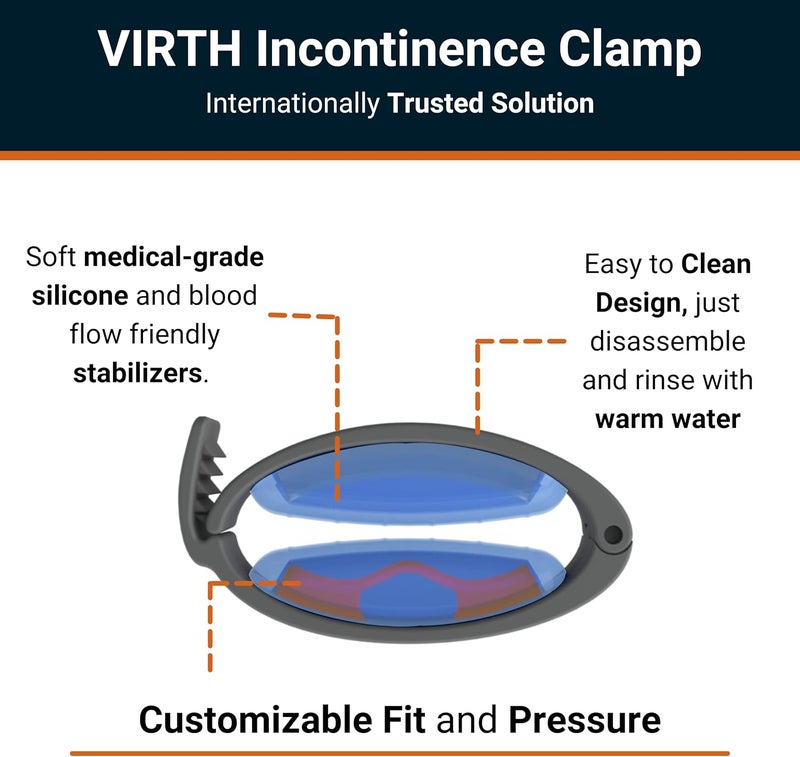 Virth Incontinence Clamp by - Comfortable & Easy to Use - Confidence All Day Long - 3 Adjustable Sizes - Penile Clamp for Incontinence! - Urinary Clamp for Incontinence - Travel Bag Included - Image 3